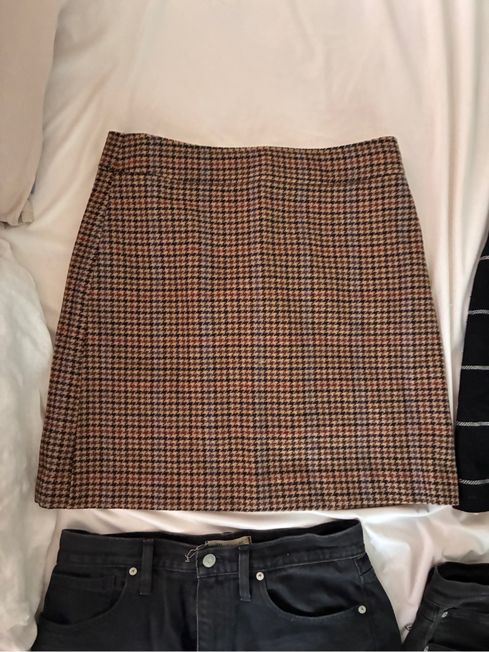 J. Crew Mini Skirt in Brown Plaid Houndstooth